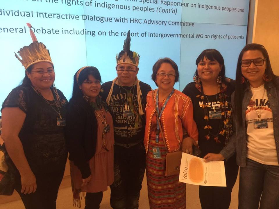 Lideranças indígenas do Brasil com Victoria Tauli-Corpuz (Foto: Facebook da Relatora)